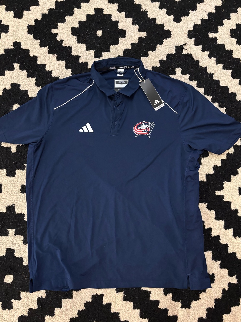 adidas Navy Columbus Blue Jackets Polo with White Accents